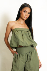 Bubble Hem Bandeau Crop Top