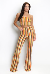 Zig Zag Wavy Crop Top And Trouser Set