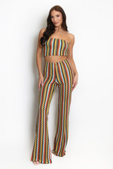 Zig Zag Wavy Crop Top And Trouser Set
