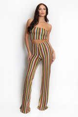 Zig Zag Wavy Crop Top And Trouser Set