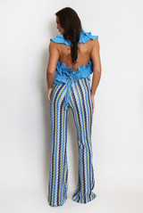 Zig Zag Wavy Crop Top And Trouser Set