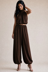 Balloon Hem Blouse and Trousers Set