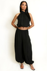 Bubble Hem Top and Trousers Set