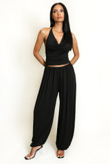 Cowl Halter Top and Bubble Hem Trousers Set