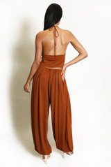 Cowl Halter Top and Bubble Hem Trousers Set