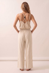 Crinkle Beaded Halter Blouse and Trouser Set