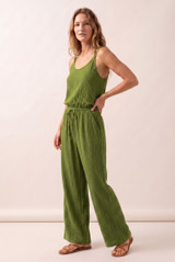 Crinkle Beaded Halter Blouse and Trouser Set