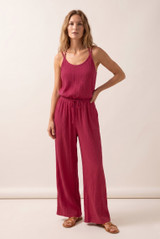 Crinkle Beaded Halter Blouse and Trouser Set