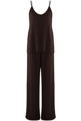 Crinkle Beaded Halter Blouse and Trouser Set