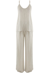 Crinkle Beaded Halter Blouse and Trouser Set