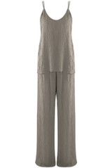 Crinkle Beaded Halter Blouse and Trouser Set