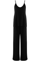 Crinkle Beaded Halter Blouse and Trouser Set