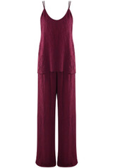 Crinkle Beaded Halter Blouse and Trouser Set
