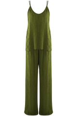Crinkle Beaded Halter Blouse and Trouser Set