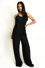Crinkle Beaded Halter Blouse and Trouser Set