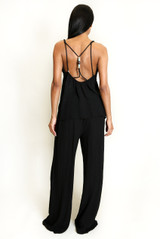 Crinkle Beaded Halter Blouse and Trouser Set