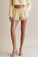Satin Runner Shorts With Lace Trim