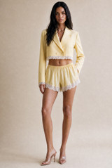 Satin Runner Shorts With Lace Trim