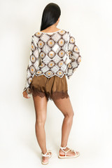 Satin Runner Shorts With Lace Trim