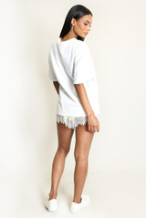 Satin Runner Shorts With Lace Trim