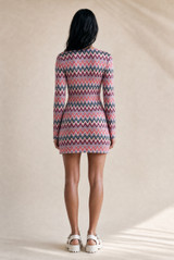 Zig Zag Ring Plunge Neck Mini Dress