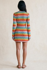 Zig Zag Ring Plunge Neck Mini Dress