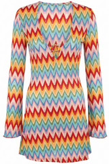 Zig Zag Ring Plunge Neck Mini Dress