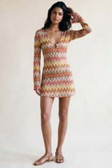 Zig Zag Ring Plunge Neck Mini Dress
