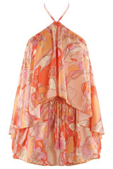 Abstract Halterneck Blouse and Shorts Set