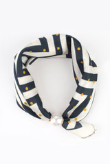 Pearl Clasp Satin Neck Scarf 