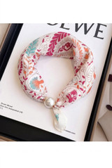 Pearl Clasp Satin Neck Scarf 