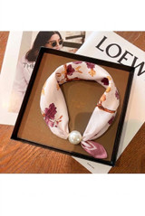 Pearl Clasp Satin Neck Scarf 