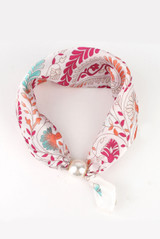 Pearl Clasp Satin Neck Scarf 