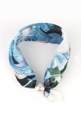 Pearl Clasp Satin Neck Scarf 