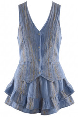 Threaded Waistcoat and Ruffle Skirt Set