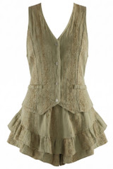Linen Look Waistcoat and Ruffle Skort Set
