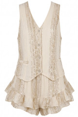 Threaded Waistcoat and Ruffle Skirt Set