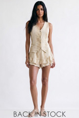 Linen Look Waistcoat and Ruffle Skort Set