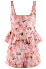 Floral Peplum Crop Top and Shorts Set
