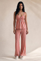 Striped Peplum Top And Trouser Set