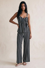Striped Peplum Top And Trouser Set