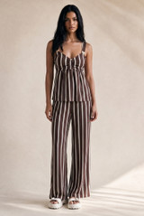 Striped Peplum Top And Trouser Set