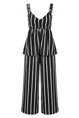 Striped Peplum Top And Trouser Set