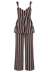 Striped Peplum Top And Trouser Set