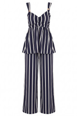 Striped Peplum Top And Trouser Set
