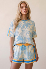 Jungle Print Satin T-Shirt And Shorts Set