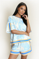 Jungle Print Satin T-Shirt And Shorts Set