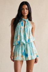 Tie Dye Chiffon Halterneck Playsuit(PRE ORDER)