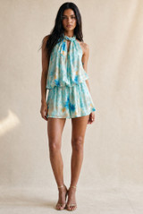Tie Dye Chiffon Halterneck Playsuit(PRE ORDER)