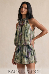 Tie Dye Chiffon Halterneck Playsuit